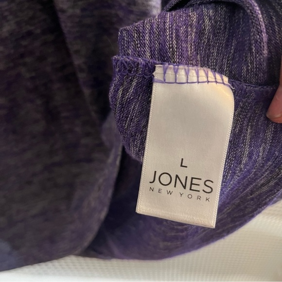 Jones New York Scoop Neck Long-sleeve Knit Top Size Large Heathered Purple GUC - Picture 5 of 9